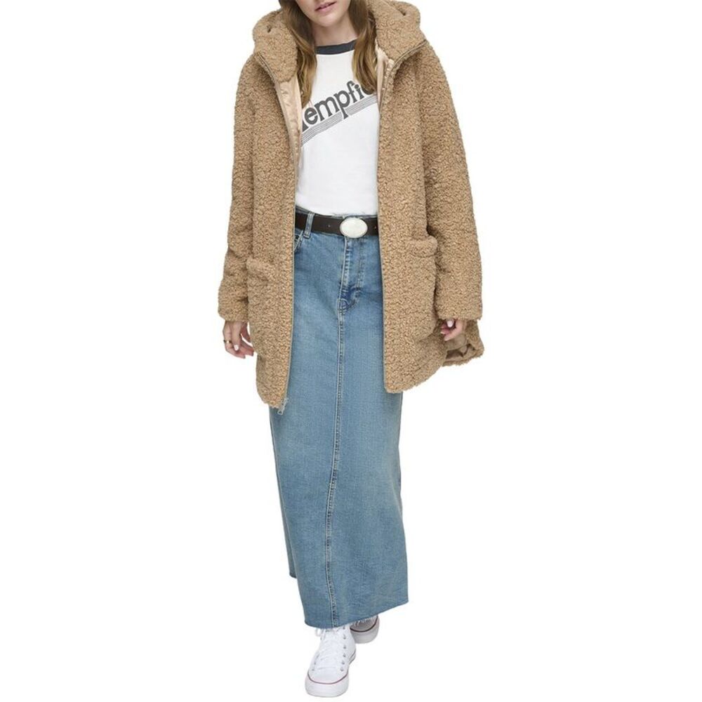Andrew Marc Womens  Faux Sherpa Medium Wool Coat